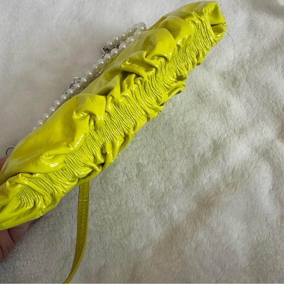 STAUD Bean Ruched Leather Convertible Bag in Citron - Picture 6 of 13